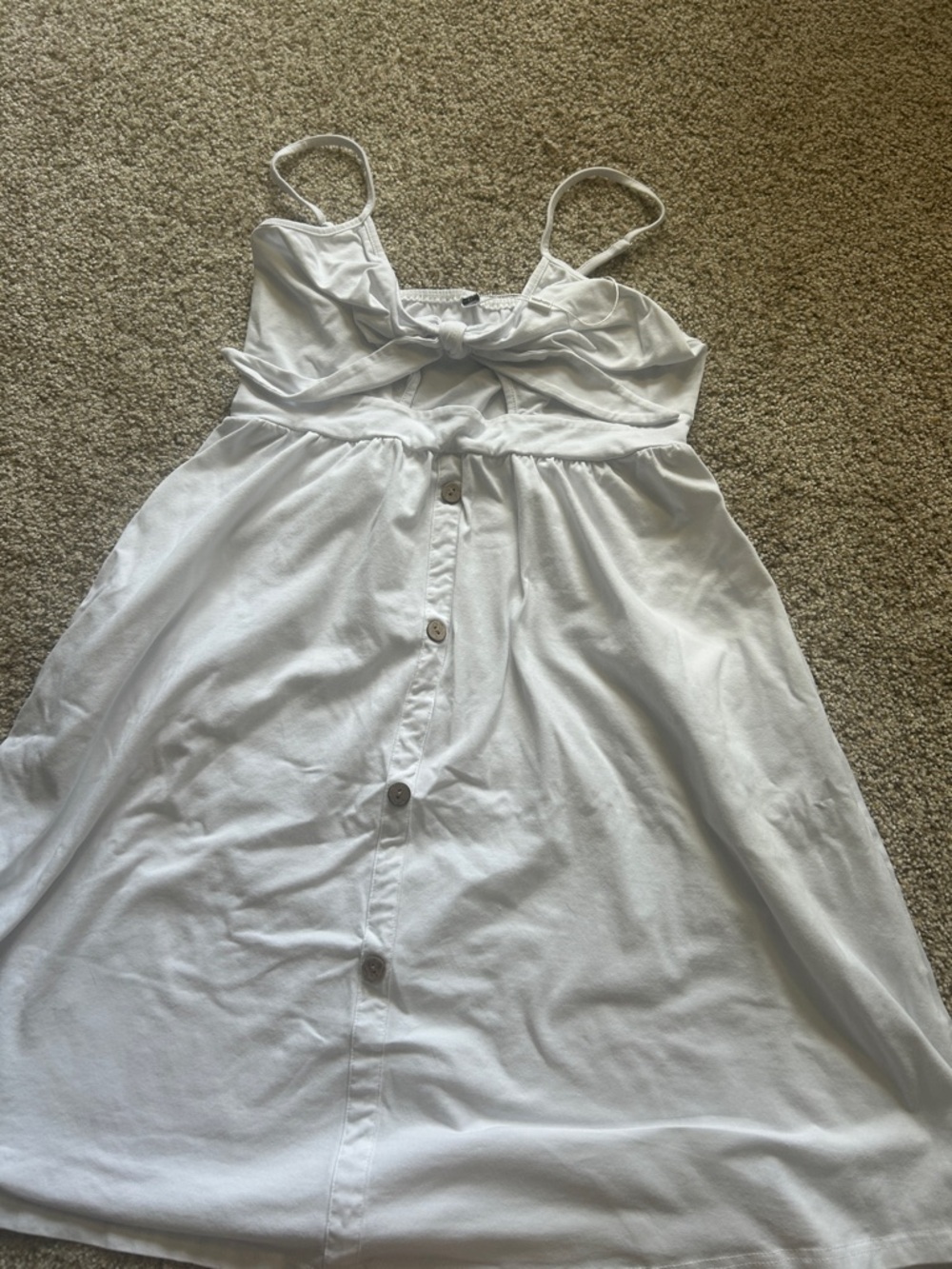 Women’s White Midi Button-Front Tie-Detail Sundress